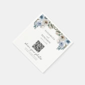Dusty Blue Wedding Floral Share foto's QR-code Servet (Hoek)