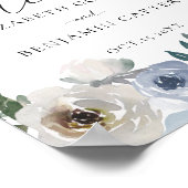 Dusty Blue Wedding Floral Welkom Elegant Poster (Hoek)