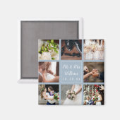 Dusty Blue Wedding Foto Collage Hartelijk dank Magneet (Voorkant / Achterkant)
