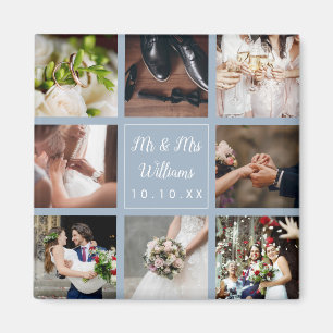 Dusty Blue Wedding Foto Collage Hartelijk dank Magneet
