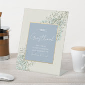 Dusty Blue Wedding Foto Gastenboek Reclamebord Met Voetstuk (Insitu)