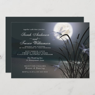 Dusty Blue Wedding Full Moon Dragonfly Pond Kaart