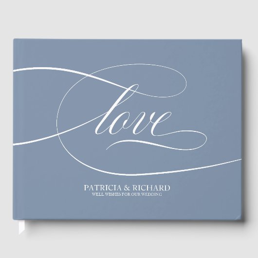 Dusty Blue Wedding Gastenboek Elegant (Voorkant)