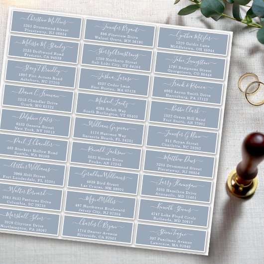 Dusty Blue Wedding Guest Adresetiketten Sticker