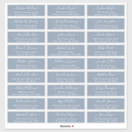 Dusty Blue Wedding Guest Adresetiketten Sticker (Vel)
