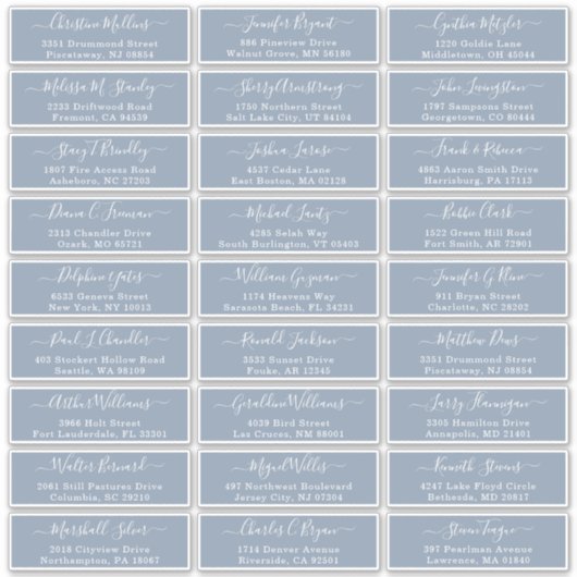 Dusty Blue Wedding Guest Adresetiketten Sticker (Voorkant)