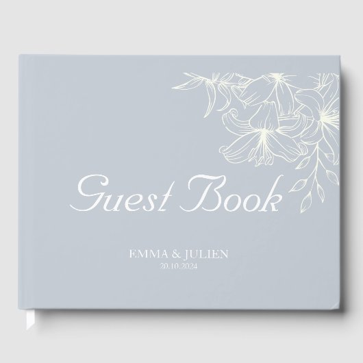 Dusty Blue Wedding Guest Book Gastenboek (Voorkant)