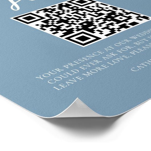 Dusty Blue Wedding Honeymoon Fund QR-code Poster (Hoek)