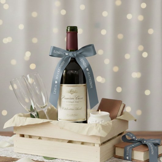 Dusty Blue wedding initial Couple name Satijnen Lint