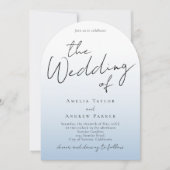 Dusty Blue Wedding Invitation Arch Foto QR-code Kaart (Voorkant)