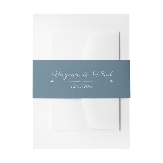 Dusty Blue Wedding Invitation Belly Band Uitnodigingen Wikkel (Voorkant Voorbeeld)