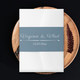 Dusty Blue Wedding Invitation Belly Band Uitnodigingen Wikkel