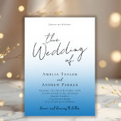 Dusty Blue Wedding Invitation Foto QR-code Kaart