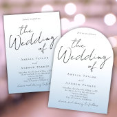 Dusty Blue Wedding Invitation Foto QR-code Kaart