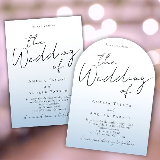 Dusty Blue Wedding Invitation Foto QR-code Kaart