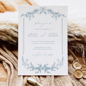 Dusty Blue Wedding Invitation Kaart