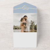 Dusty Blue Wedding Invitation met Fotocollage All In One Uitnodiging (Buitenkant)