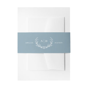 Dusty Blue Wedding Invitation Suite Belly Band Uitnodigingen Wikkel
