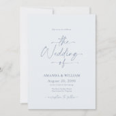 Dusty Blue Wedding Invitation with QR Code Kaart (Voorkant)