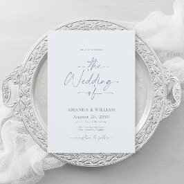 Dusty Blue Wedding Invitation with QR Code Kaart