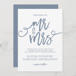 Dusty Blue Wedding Invitations | Penseelscript Kaart