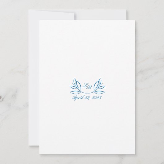  Dusty Blue Wedding Invite Kaart (Achterkant)