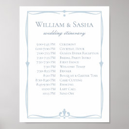 Dusty Blue Wedding Itinerary Poster
