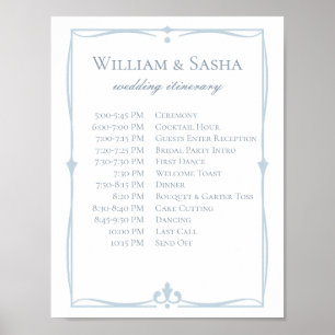 Dusty Blue Wedding Itinerary Poster