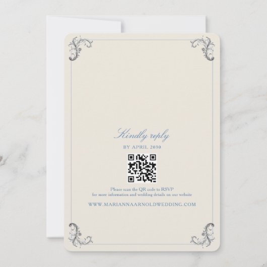 Dusty Blue Wedding Kaart (Achterkant)