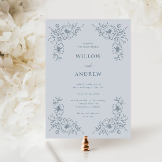  Dusty Blue Wedding Kaart