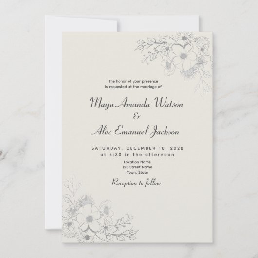  Dusty Blue Wedding Kaart (Voorkant)