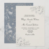  Dusty Blue Wedding Kaart (Voorkant / Achterkant)