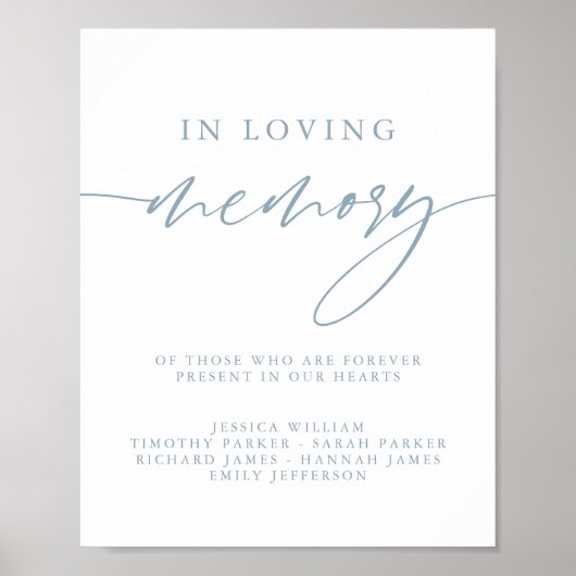 Dusty Blue Wedding Loving Memorial teken Poster (Voorkant)