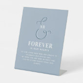 Dusty Blue Wedding Memorial Reclamebord Met Voetstuk (Voorkant)