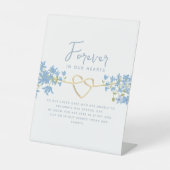 Dusty Blue Wedding Memorial Reclamebord Met Voetstuk (Voorkant)