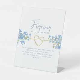 Dusty Blue Wedding Memorial Reclamebord Met Voetstuk