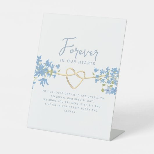 Dusty Blue Wedding Memorial Reclamebord Met Voetstuk (Voorkant)