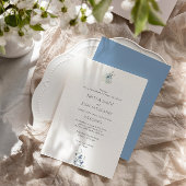 Dusty Blue Wedding | Minimaal botanisch ontwerp Kaart