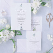 Dusty Blue Wedding | Minimaal botanisch ontwerp Kaart