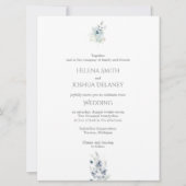 Dusty Blue Wedding | Minimaal botanisch ontwerp Kaart (Voorkant)