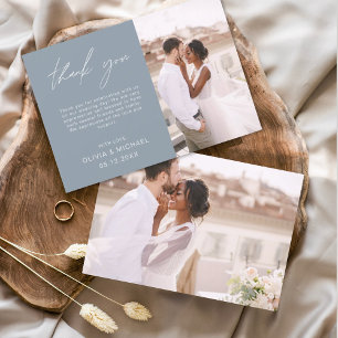 Dusty Blue Wedding Minimalist dank u kaarten
