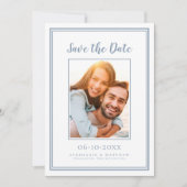 Dusty Blue Wedding Minimalist Verloving Afbeelding Save The Date (Voorkant)