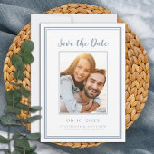 Dusty Blue Wedding Minimalist Verloving Afbeelding Save The Date