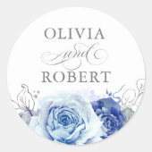 Dusty Blue Wedding Modern Floral Boho Ronde Sticker (Voorkant)