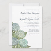Dusty Blue Wedding Modern Hydrangea Simple Kaart (Voorkant)