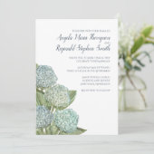 Dusty Blue Wedding Modern Hydrangea Simple Kaart (Staand voorkant)