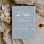 Dusty Blue Wedding Modern Typography Invitation Kaart<br><div class="desc">Dusty Blue Wedding Spring of Summer Wedding Invitations - inclusief prachtige en elegante scripttypografie met een moderne,  eenvoudige en klassieke kleur voor de speciale dag van de bruiloft.</div>