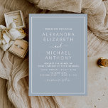 Dusty Blue Wedding Modern Typography Invitation Kaart<br><div class="desc">Dusty Blue Wedding Spring of Summer Wedding Invitations - inclusief prachtige en elegante scripttypografie met een moderne,  eenvoudige en klassieke kleur voor de speciale dag van de bruiloft.</div>