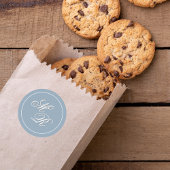 Dusty Blue Wedding Monogram Aangepast Ronde Sticker