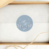 Dusty Blue Wedding Monogram Aangepast Ronde Sticker